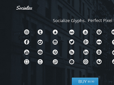 Social icons buy grab icons landing page perfect pixel social website