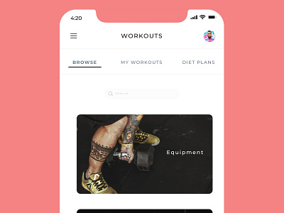 Workout and Diet plan app concept app clean design diet app elegant gym app gyn ios iphone minimal new ui ux workout app