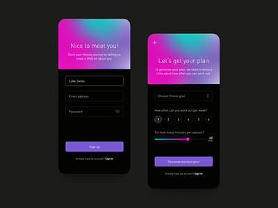 Fitness App Signup - Weekly UI 001