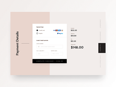 Payment Details (Credit Card Payment) - Weekly UI #002 beauty checkout credit card daily daily ui dailyui design elegant fashion payment style ui ui ux ui design ux