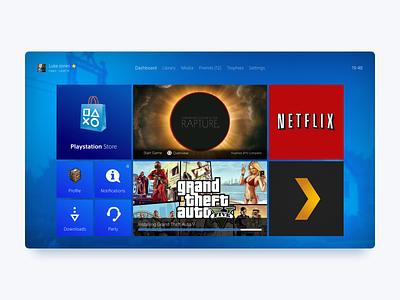 PS4 Concept UI concept console design challenge games gaming ia playstation ps4 ui ui ux video games