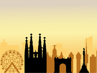 SILHOUETTE CITY BARCELONA design graphic design illustration logo silhouette of the city vector vector illustration