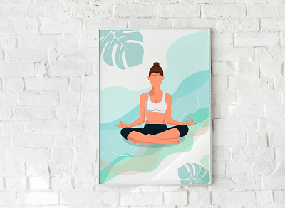 Poster for yoga studio design graphic design illustration logo lotus pose vector