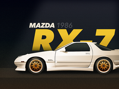 MAZDA RX-7 (1986) 1986 car illustration mazda rx 7 typography vector