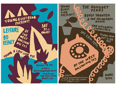 New posters for Young and Lost Club illustration lettering poster