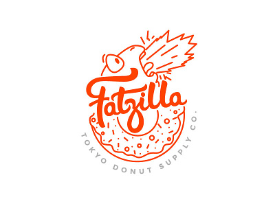 Fatzilla Donut Supply Co. branding character dinosaur donut emotion fire flame fun lettering logo naming type