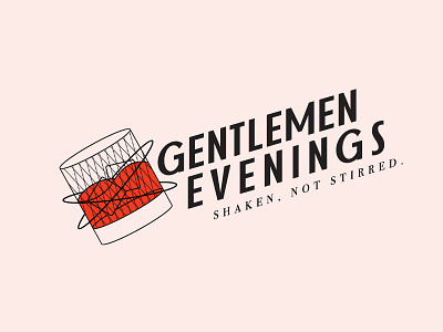 Gentlemen Evenings alcohol branding classic cocktail event glass illustration lettering logo text typography vintage