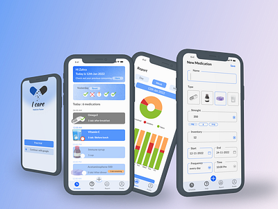 pill reminder app app design ui