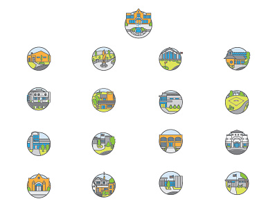 Landmark Location Icons icons illustrator landmarks map