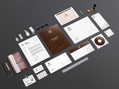 Stationery / Branding Mock-Up business card corporate depth of field elegant envelope folder identity letterhead mock up