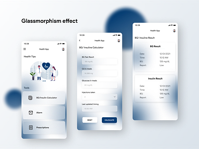 App design using Glass morphism.