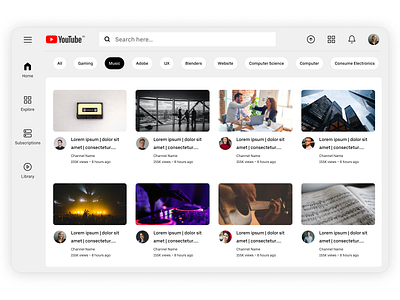 Youtube UI Redesign baseweb designsystem uber design ui web ui webdesign youtube youtube design