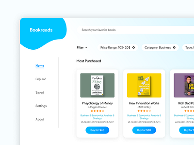 Bookreads Website UI design app book website design buybooks design ui ux webdesign