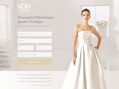 Landing Page: Vestida de Novia bride dress wedding