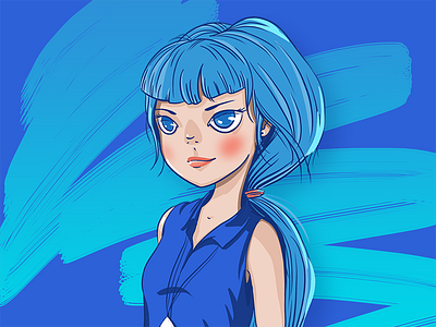 Girl with blue hair