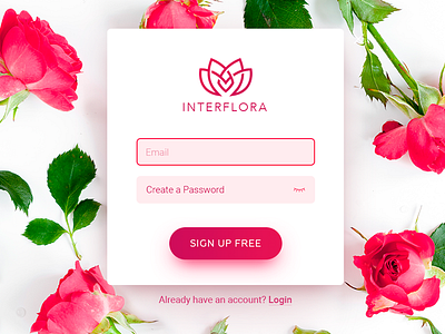 INTERFLORA. Sign up flowers log in login sign in sign up ui web