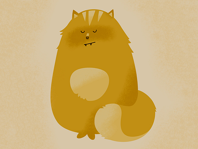 Illustration. Redhead fluffy cat