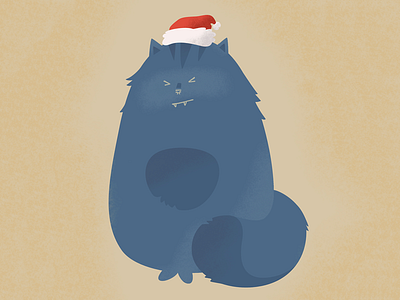 My cat don’t like Christmas holidays and hats ;) cat christmas hat illustration