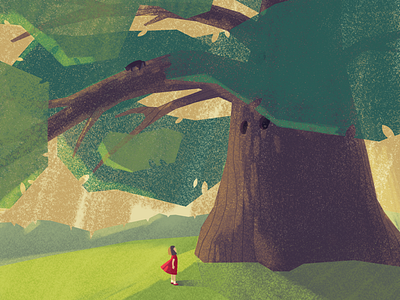 Forest tree forest girl illustration tree