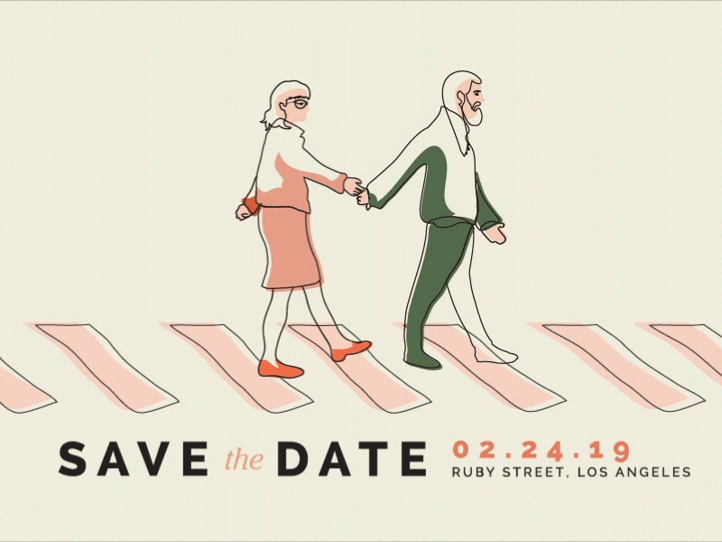 S+S Save the Date animation animation color colors design flat illustration lineart outline typography wedding