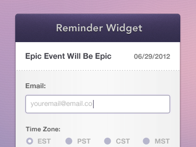 Event Reminder Widget minimal purple reminder widget