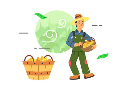 Harvesting Corn Flat Illustration for Autumn Theme