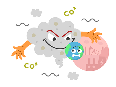Greenhouse Gas Emissions Flat Illustration for Climate Theme