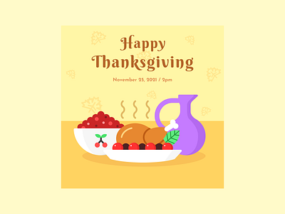 Thanksgiving Poster Vector Illustration design flat design flat illustration food graphic design illustration thanksgiving vector