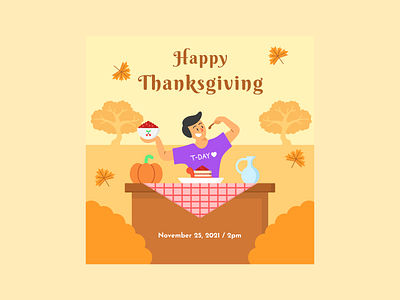 Thanksgiving Poster Vector Illustration design flat design flat illustration food graphic design illustration thanksgiving vector