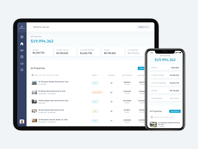 Listing Loop - Agent App analytics clean dashboard dashboard ui design dribbble fantasy financials ipadpro iphonex minimal mockup responsive simple sketch statistics tablet ui white