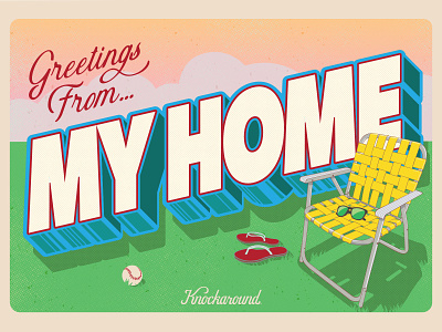 Greetings from... baseball greetings home kindness lawn my home postcard quarentine stay home sunglasses vintage