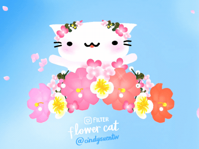 Instagram Flower Cat Filter 3d animated gif cat cherry blossom gif instagram filter petal pink sakura spark ar sparkle