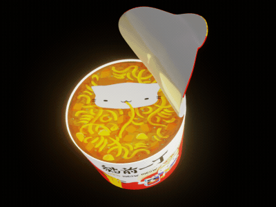Ramen Cat 3d b3d blender blender eevee cat cup noodles demae ramen eevee food illustration loop nissin noodles ramen