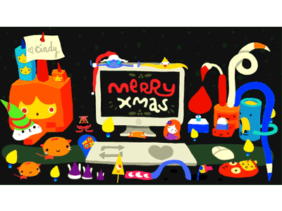 GIF: Merry Christmas! cat christmas desk frame by frame gif merry christmas pencil photoshop xmas