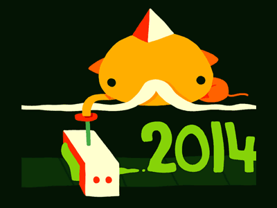 GIF: Happy 2014 2014 cat gif mustache new year oki photoshop pyramid spin xmas tree