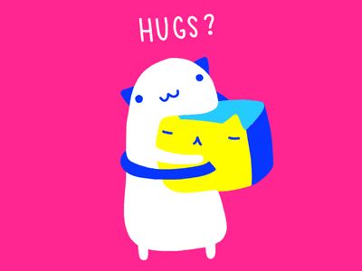 GIF: Hugs animation cat cube pink gif hug valentine