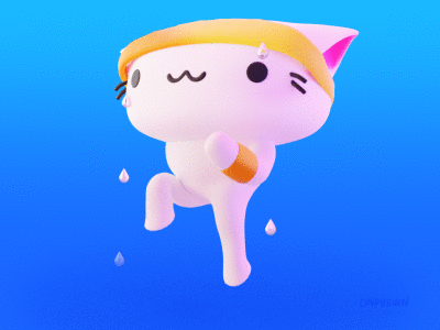 High Knees 3d animated gif animation b3d blender cat exercise gif high knees hiit sweat workout