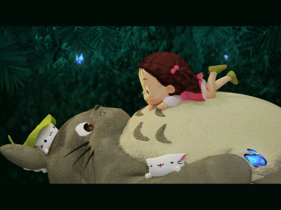 My Neighbor Totoro Fan Art 3d animation b3d blender butterfly cat cgi fanart forest kitten miyazaki my neighbor totoro studio ghibli totoro