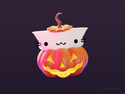 Pumpkin Season! 3d animated gif animation b3d blender cat gif halloween jack o lantern loop pumpkin pumpkin carving trick or treat