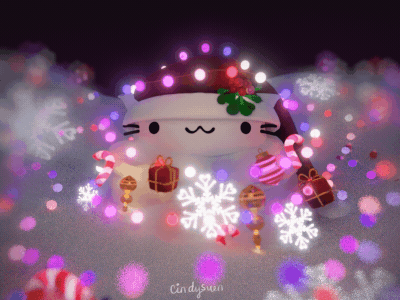 Christmas Lights 3d animated gif b3d blender candy cane cat christmas gif ornament snow winter xmas