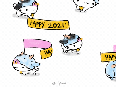 Happy New Year! b3d blender cat cow frame by frame grease pencil happy new year happy new year 2021