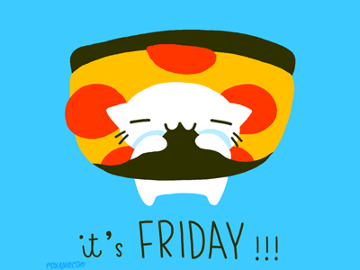 GIF: Friday Pizza Cat cat foxadhd friday gif pizza