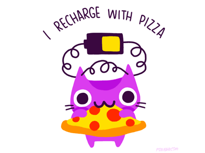 GIF: I Recharge With Pizza adhd animation battery cat cheese foxadhd gif photoshop pizza recharge