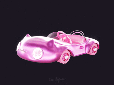 Convertible 3d animated gif animation b3d cat convertible cute gif kawaii pink spin turnaround