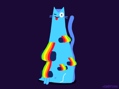 GIF: Pride hair roller cat