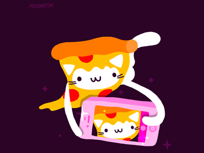 GIF: Pizza Cat Selfie adhd animation cat cheese food foxadhd gif pizza selfie