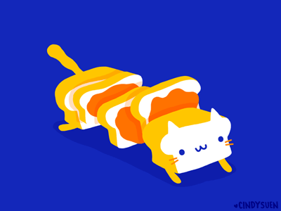 GIF: toast cat! animation bread cat food gif peanut butter run skippy skippyyippee toast