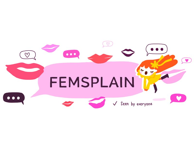 GIF: Banner for Femsplain animation banner bubble chat feminism femsplain gif header mouth pink talk