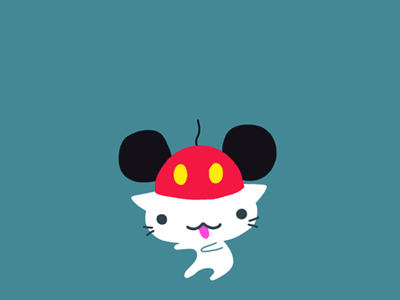 Mickey-wannabe cat for Disney animated gif animation cat dance disney gif happy mickey minnie mouse wdwbestdayever wizard