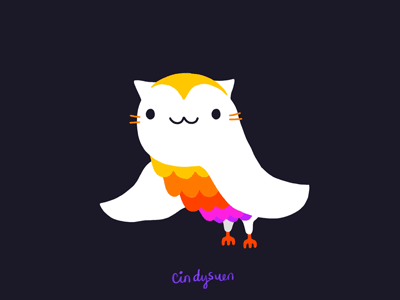 GIF: Owl Cat animals cat gif morph owl rainbow